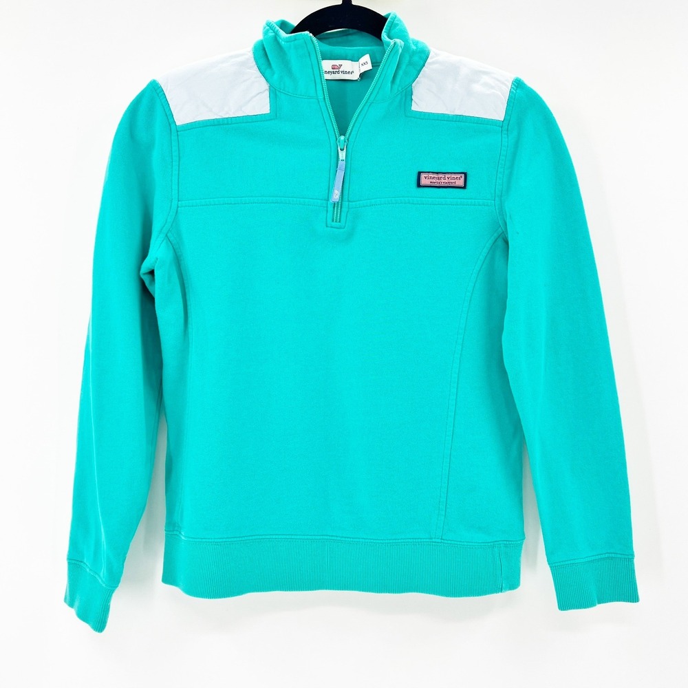 Vineyard Vines Quarter‎ Zip Pullover Womens XXS Turquoise Good Quilted Shoulder